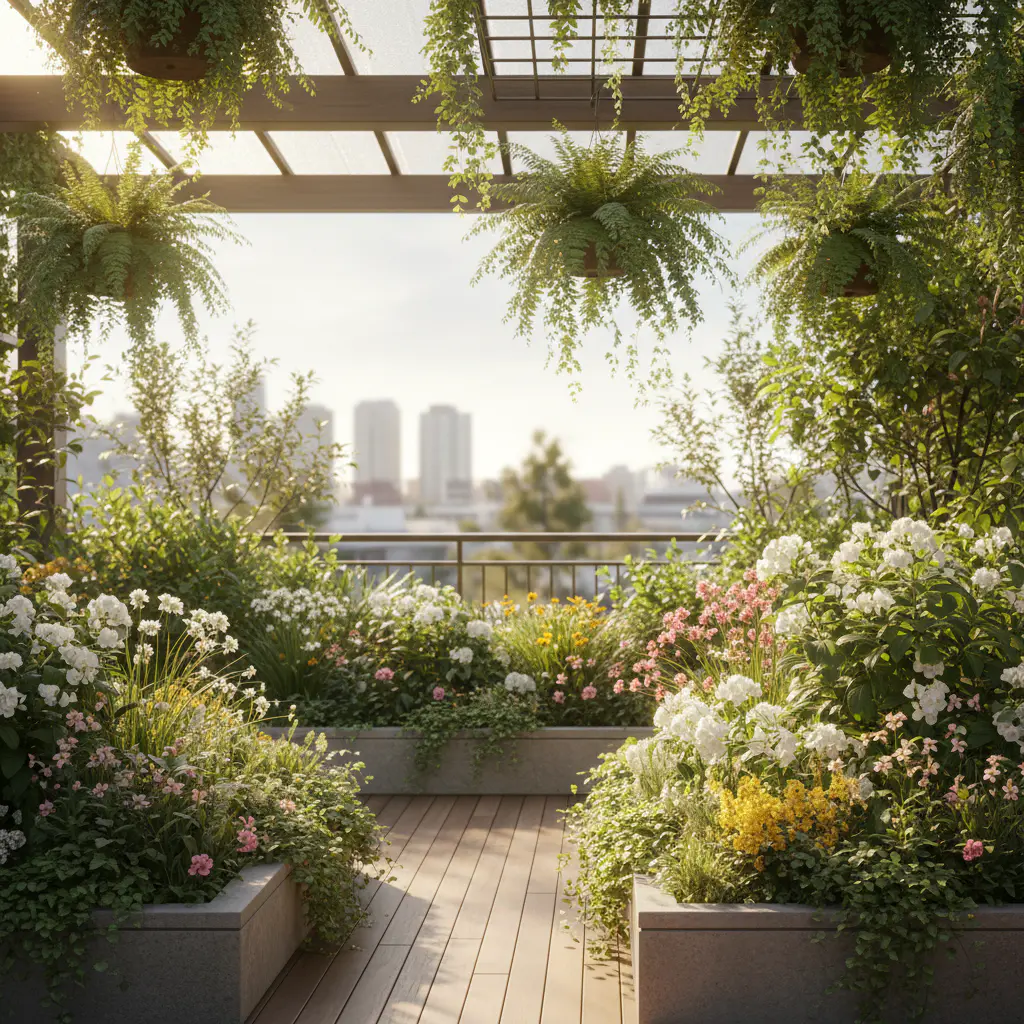Fondo de terraza botánica