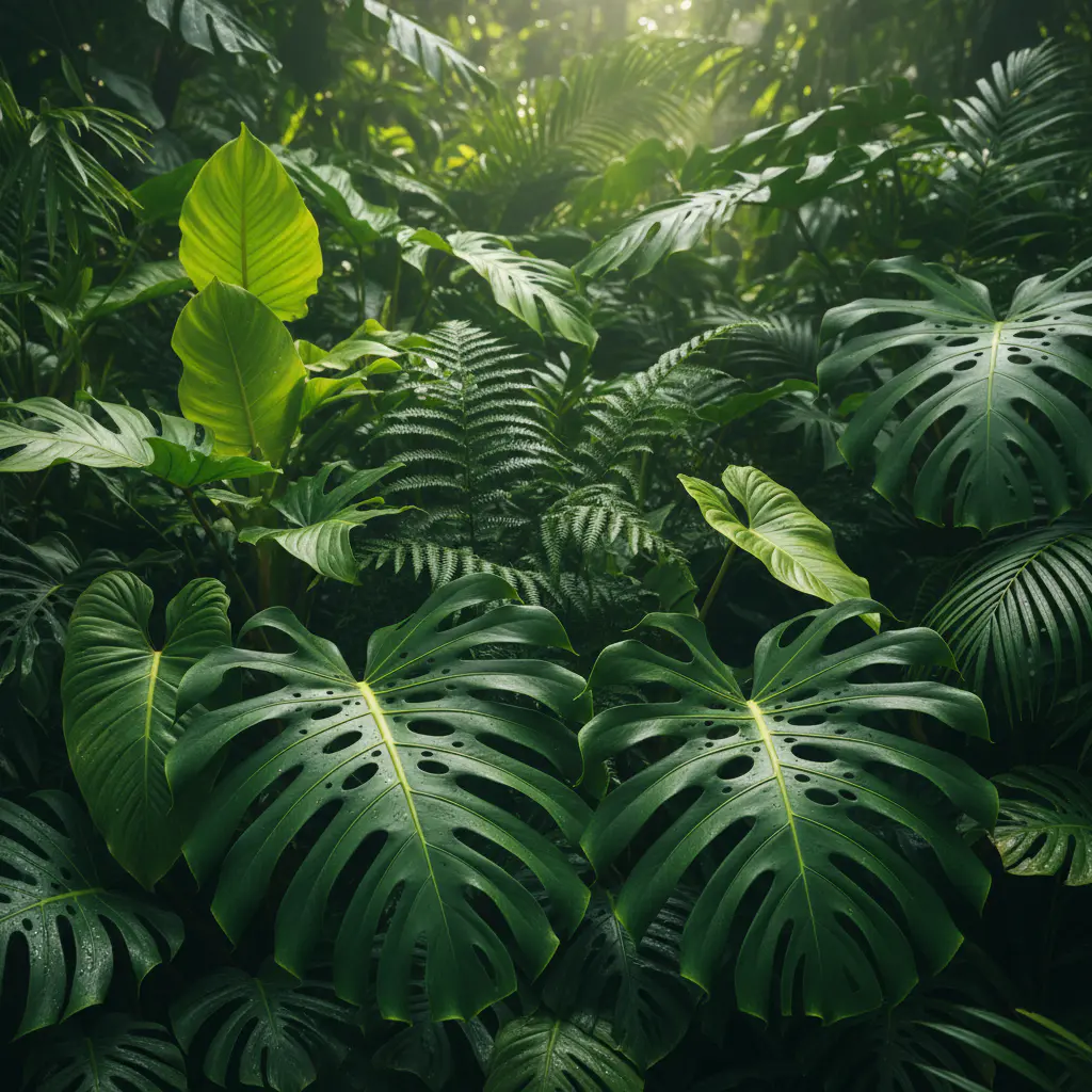 Fondo de hojas de selva tropical