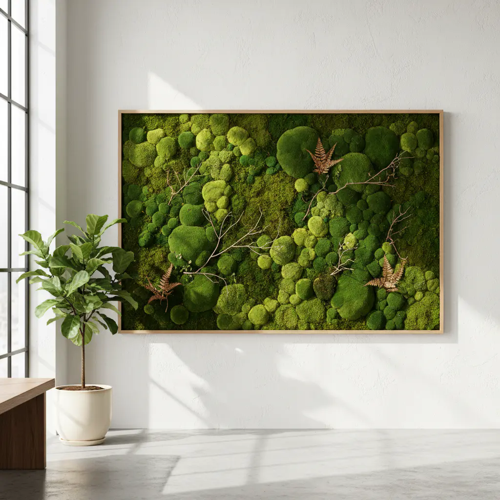 Panel de musgo preservado en pared
