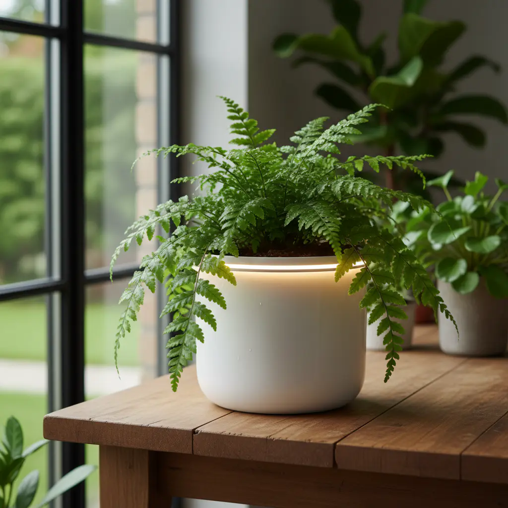 Maceta inteligente con luz LED integrada