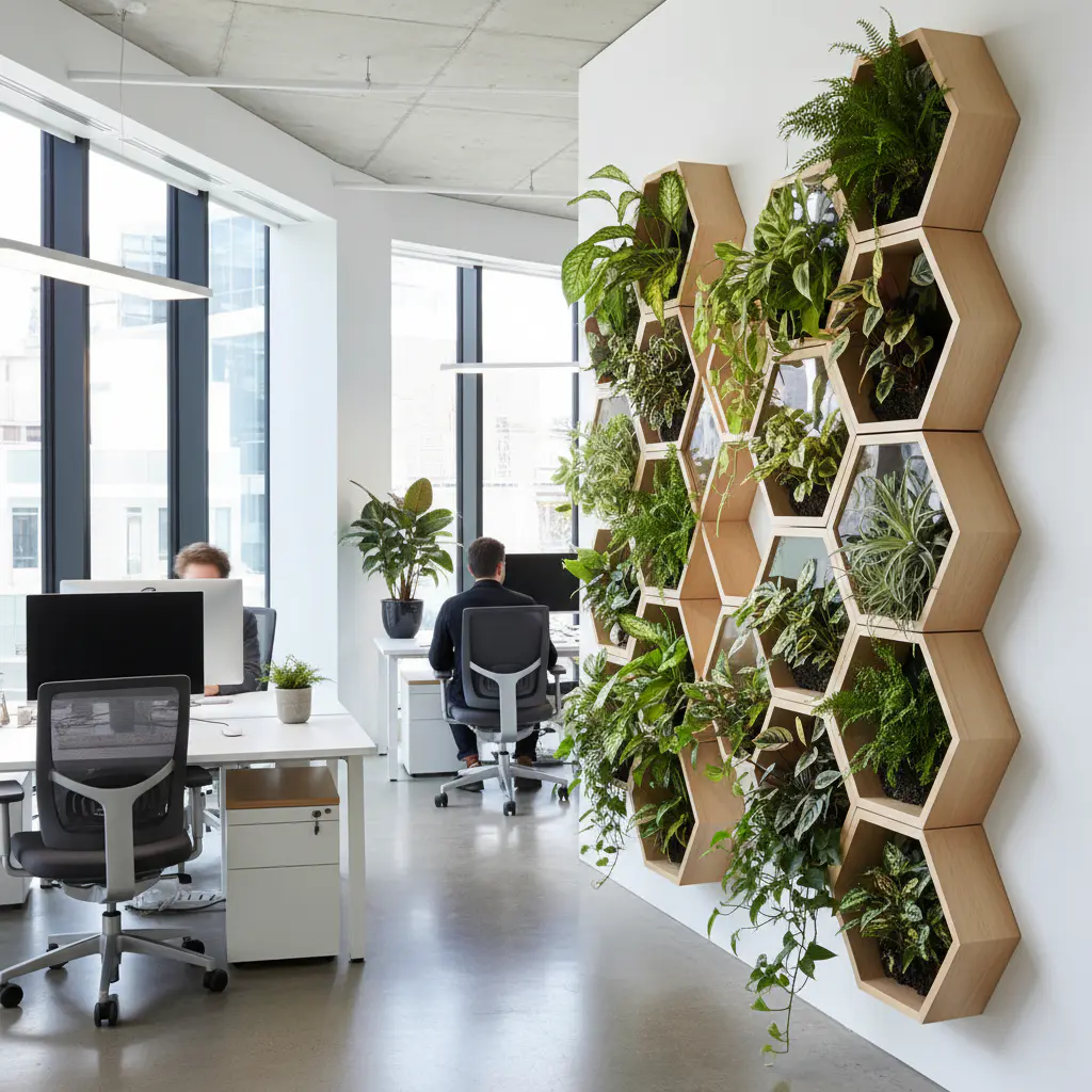 Jardín vertical modular instalado en una oficina